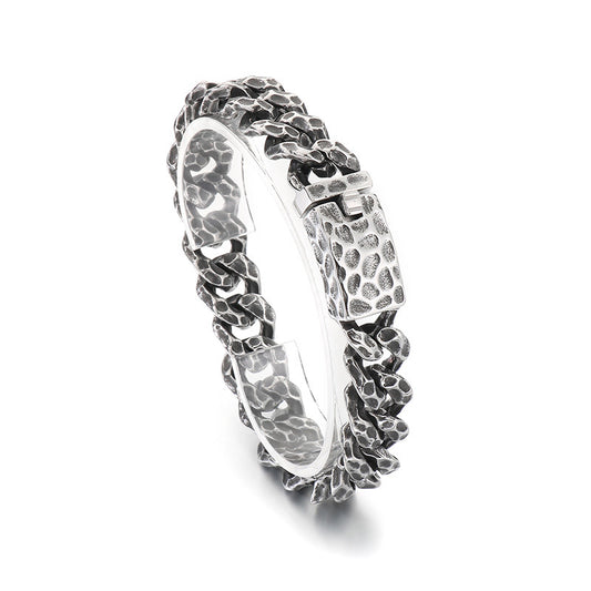 Planderful Beating Pattern Cuban Chain Men Bracelet