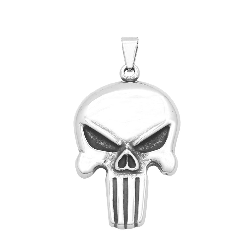 Planderful Skull Pendant Necklace Titanium Steel For Men Punisher Skull Design Punk Style Gift For Him