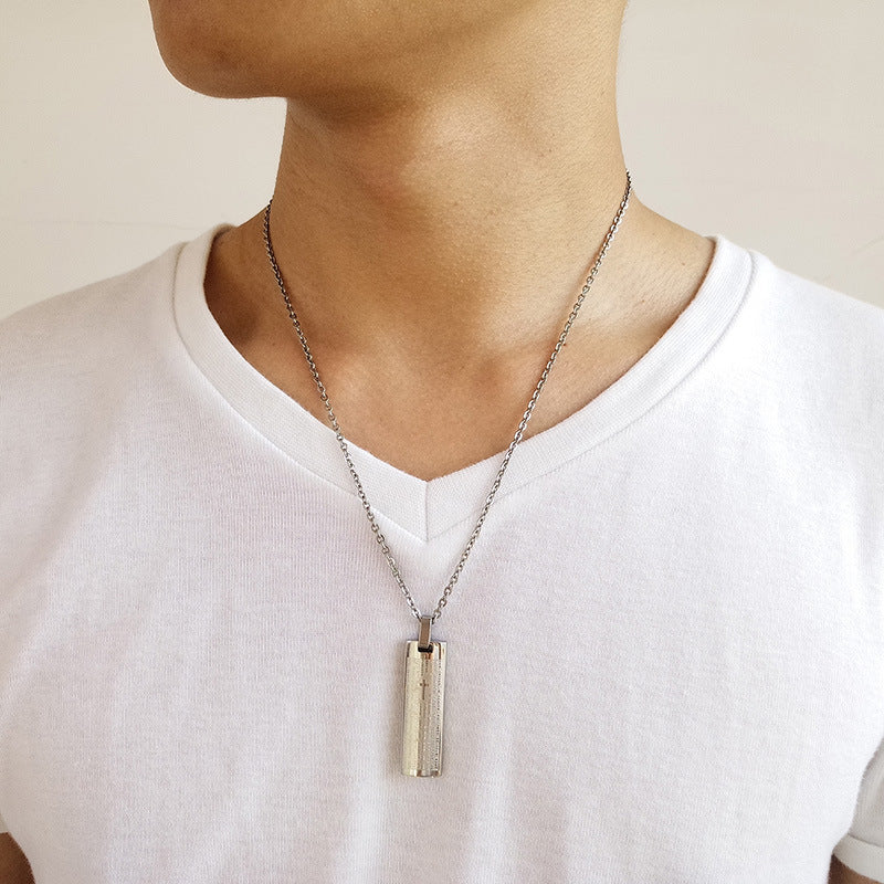 Stainless Steel Strip Corrosive Spanish Pendant Necklace for Men
