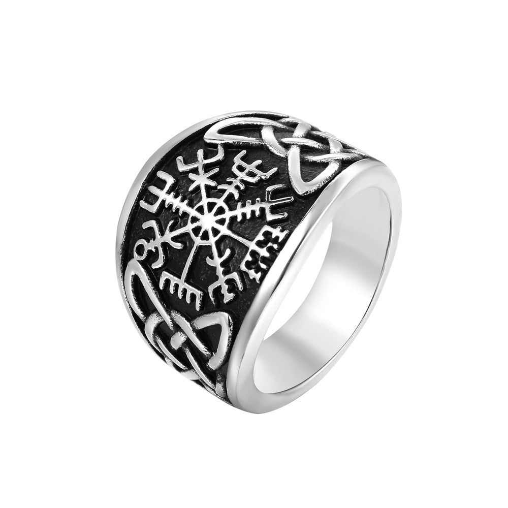 Planderful Titanium Steel Viking Ring For Men Unisex Nordic Heavy Metal Style Protection Statement