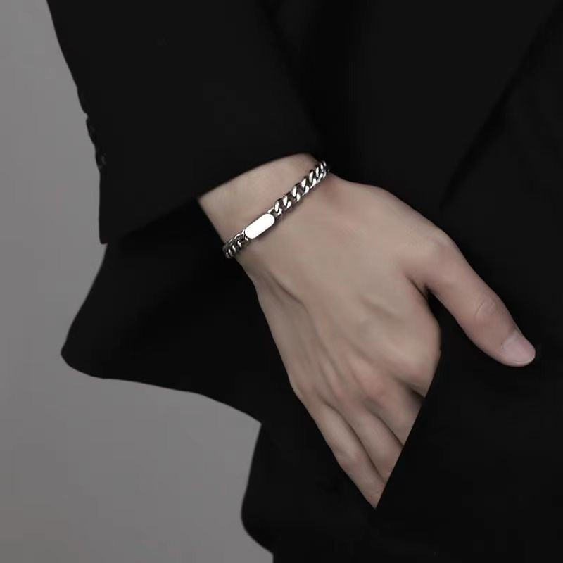 Planderful Jewelry Cuban Nameplate Bracelet Stainless Steel