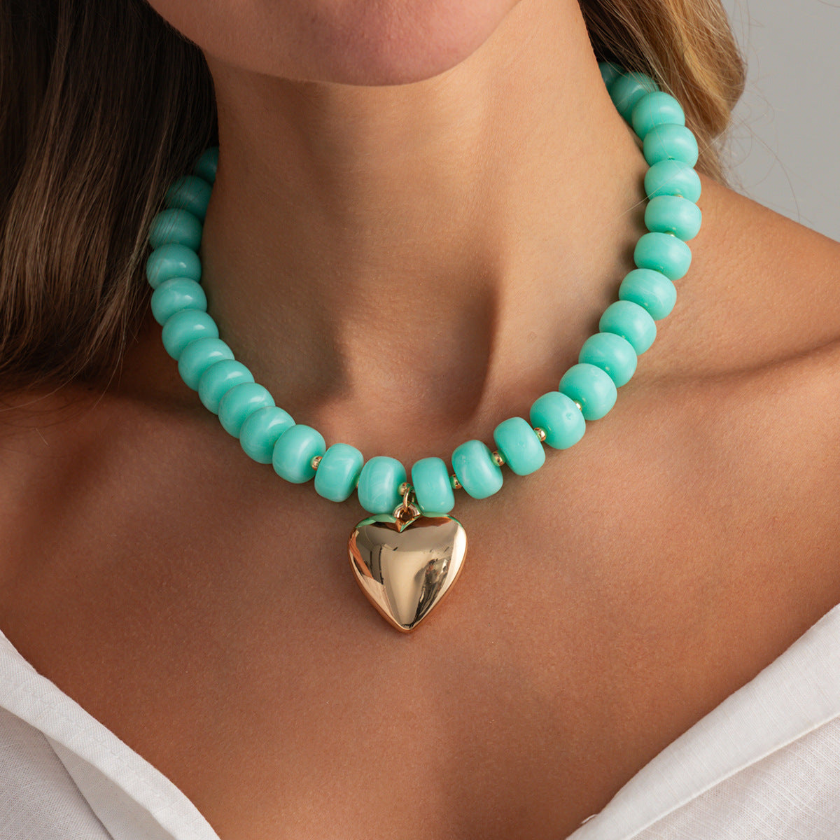 Candy-Color Heart Beaded Necklace