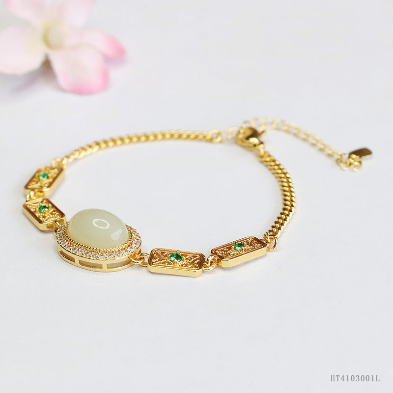 Hetian Jade Filigree Square Bracelet