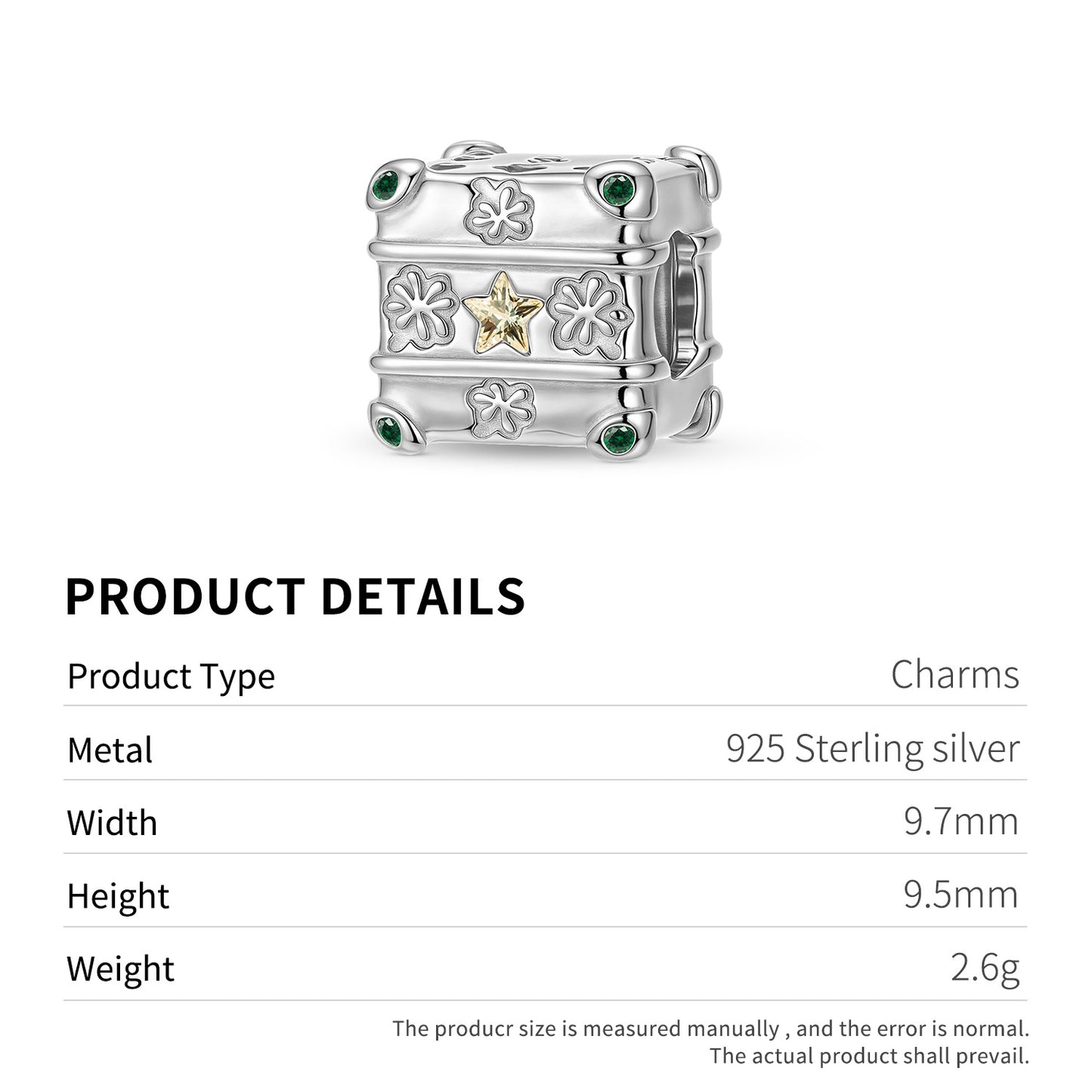 Planderful Jewelry Sterling Silver Zircon Beading Pendant For DIY Jewelry Making And Beads Collection