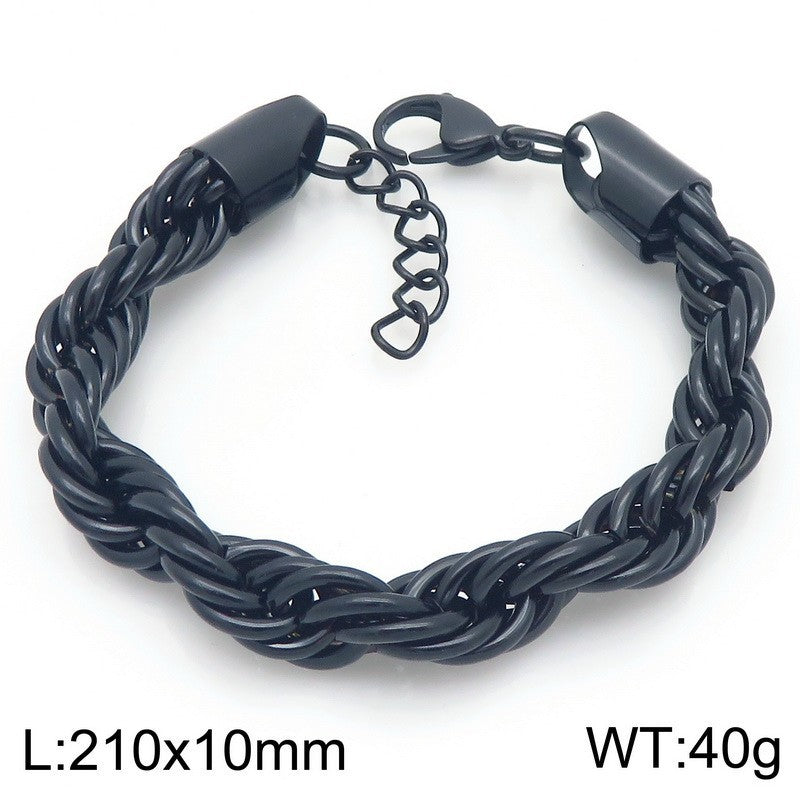 Twisted Rope Bracelet And Necklace Set Stainless Steel Men
