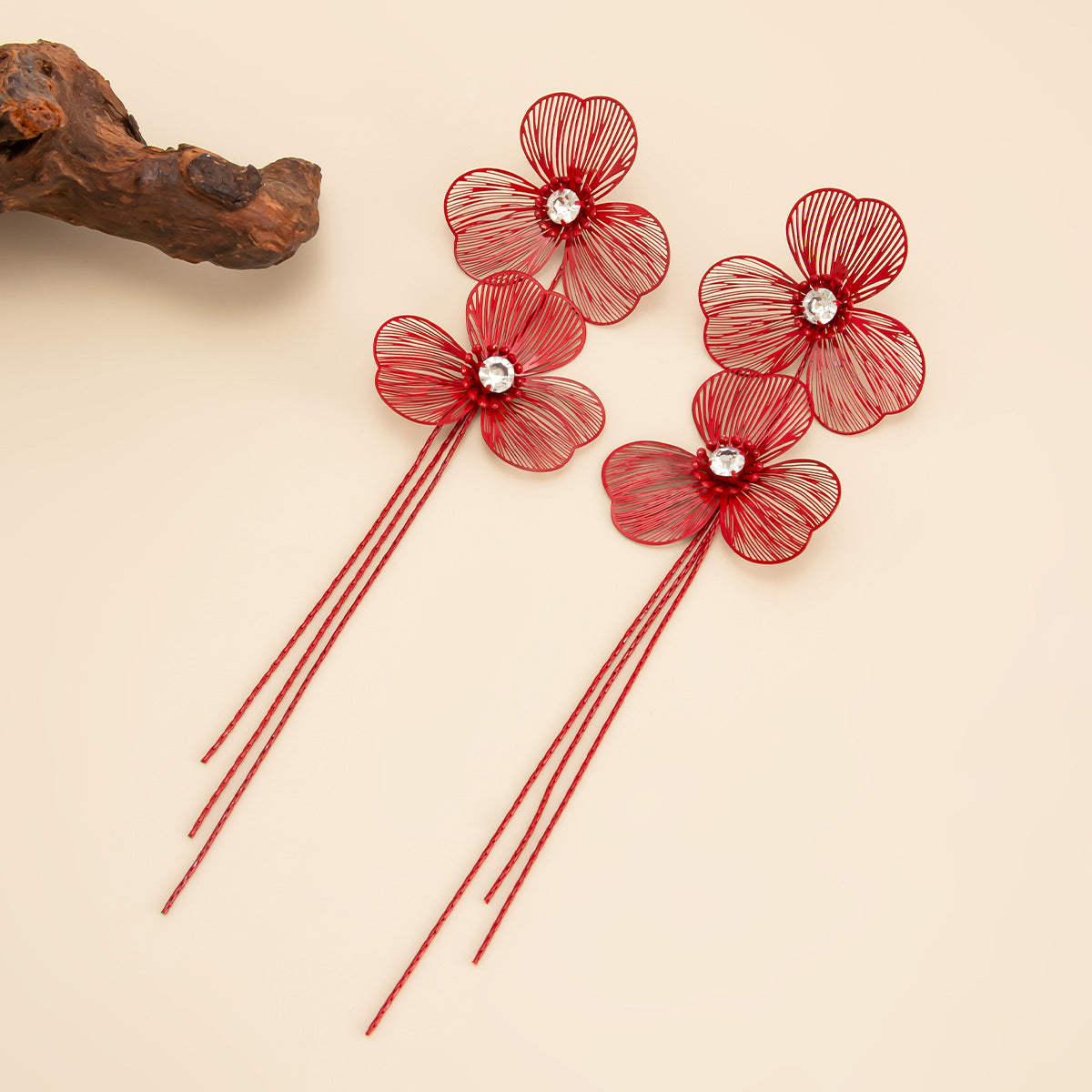 Ginkgo Biloba Flower Earrings With Long Snake Bone Chain Fringe For Elegant Women Planderful Vienna Verve Statement