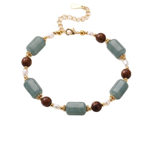 Freshwater Pearl Chalcedony Sandalwood Bracelet