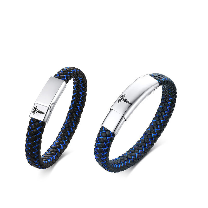 Textured Black Stainless Steel Bracelet for Men