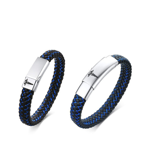 Textured Black Stainless Steel Bracelet for Men