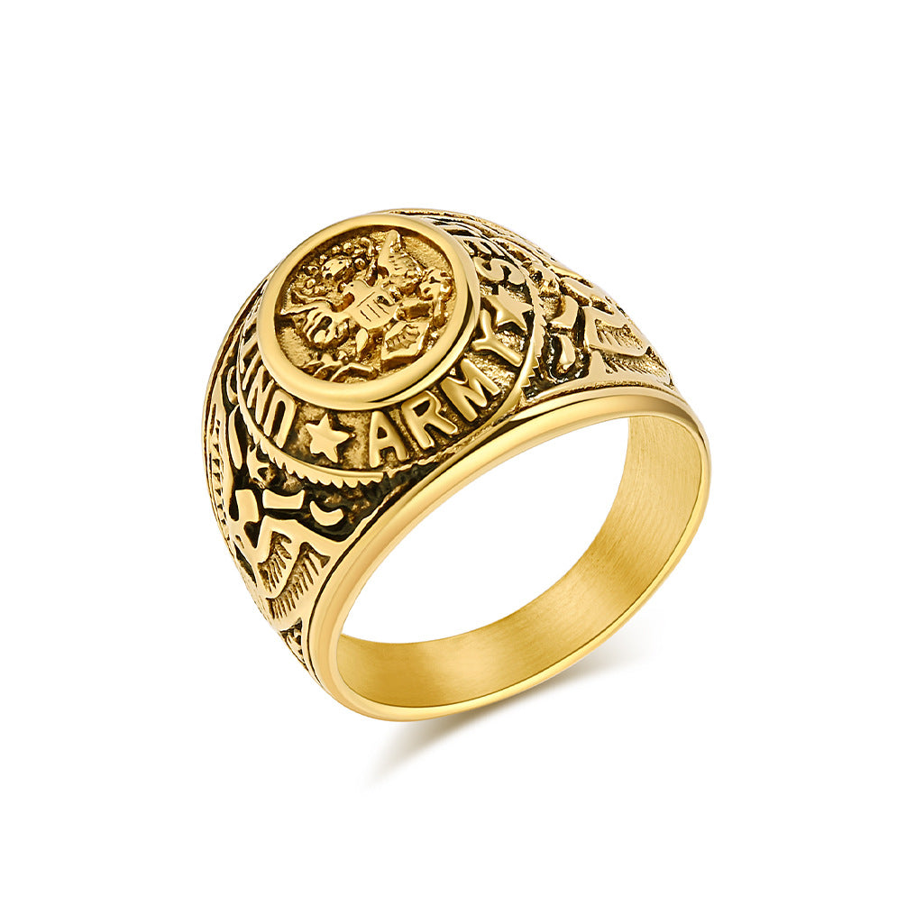 European American Retro Bald Eagle Titanium Steel Ring