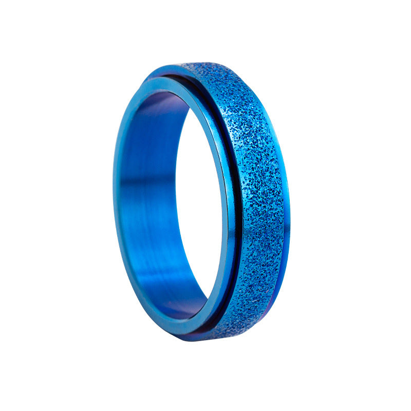 Planderful 6MM Colorful Rose Gold Rotating Ring Titanium Steel Matte Decompression Jewelry For Unisex