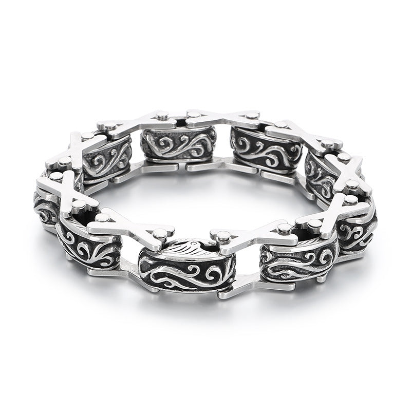 Planderful Men Punk Wolf Head Bracelet Titanium Steel