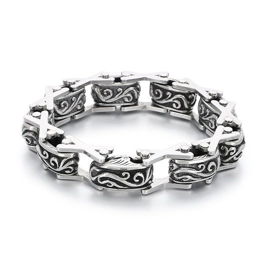Planderful Men Punk Wolf Head Bracelet Titanium Steel