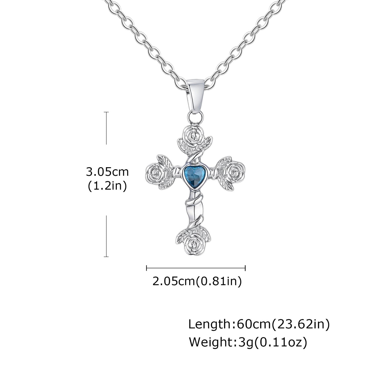 Planderful Medieval Rose Cross Zircon Pendant Necklace Men