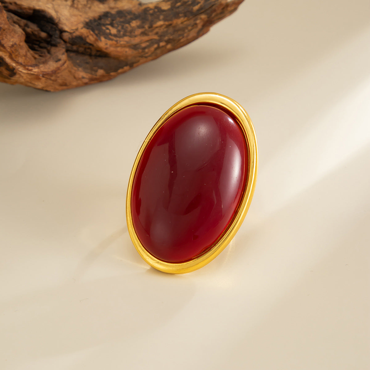 Oval Resin Gemstone Statement Ring By Planderful Vienna Verve For Women Vintage Geometric Opening Jewelry