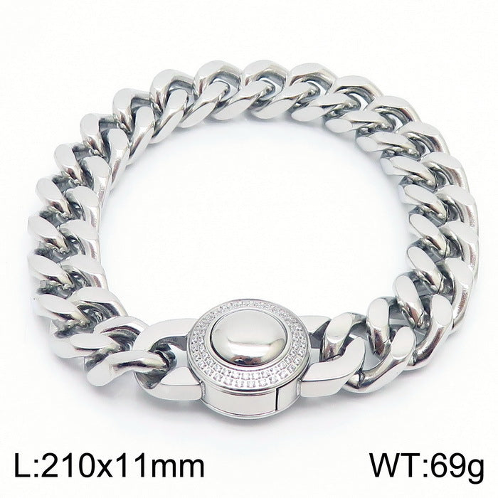 Bracelet Of The – Cnc Zircon Cuban Chain Titanium Steel Men's