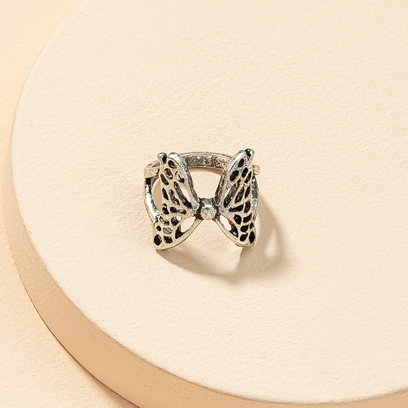European Style Hollow Butterfly Ring with Niche Design for Fashionable Street Style