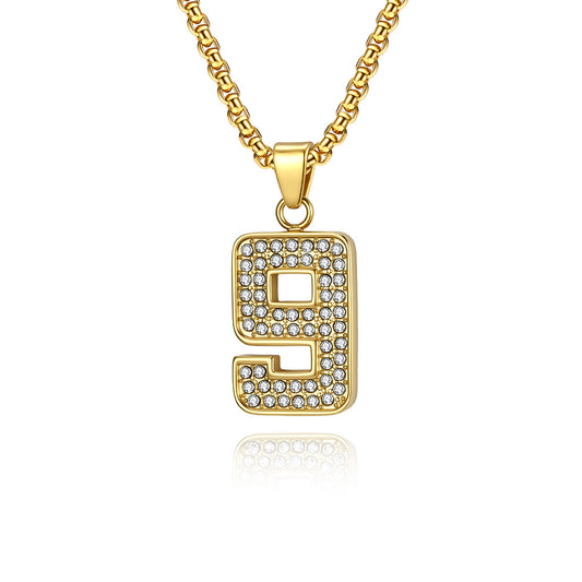 Planderful Everyday Genie Zircon Necklace Arabic Numerals Unisex Streetwear Charm For Men Women