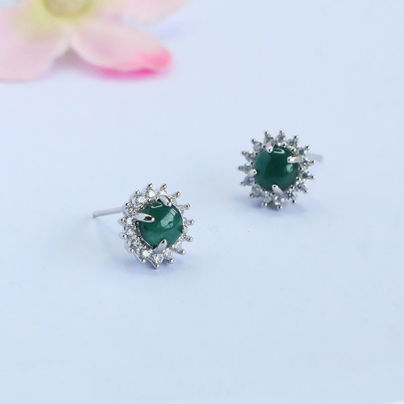 Blue-Water Jadeite Starlight Stud Earrings