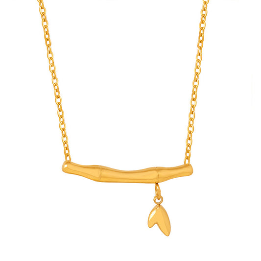 Exquisite Gold-Plated Pendant Necklace with Bamboo Leaf Design - Women's Jewelry Wholesale