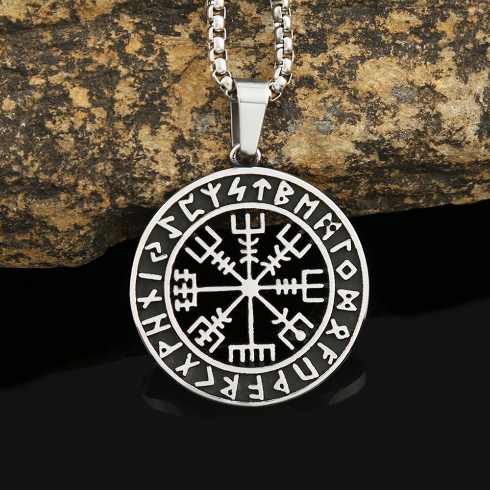 Viking Compass Stainless Steel Men's Pendant Necklace