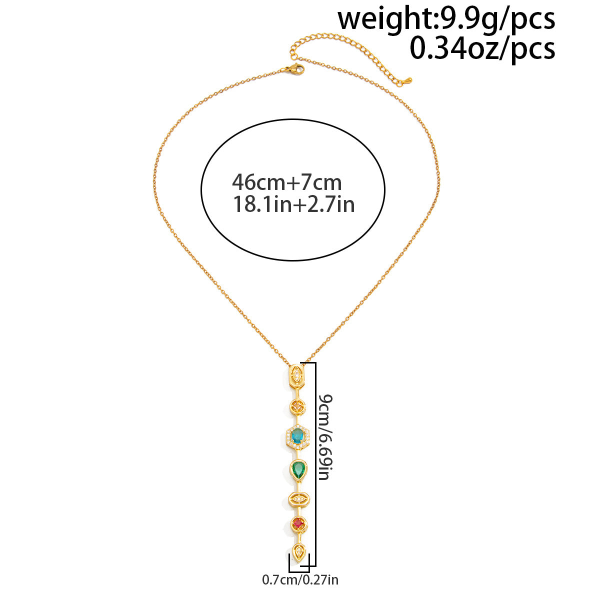 Gemstone-Style Y-Shaped Fringe Necklace