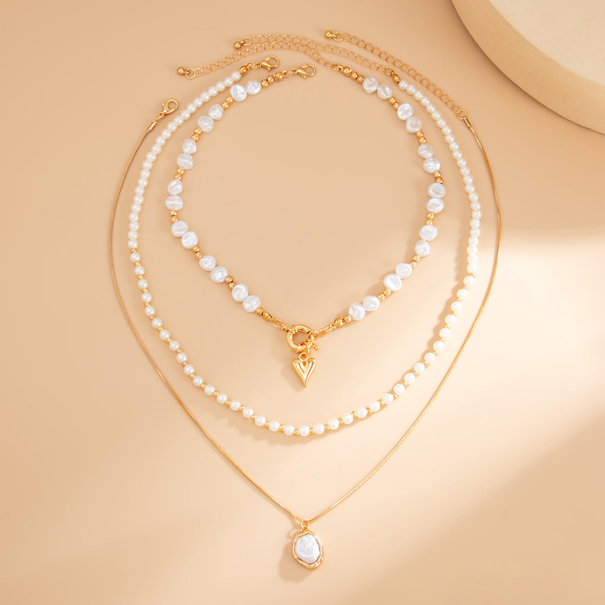 Baroque Pearl Heart Layered Necklace