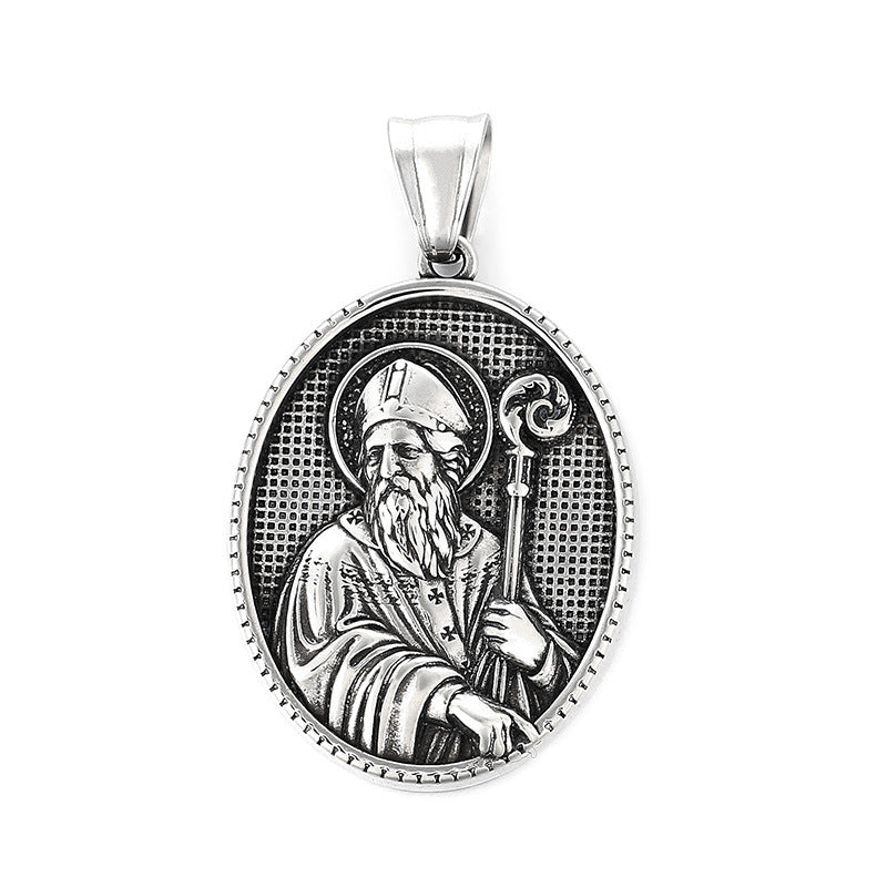 Punk Retro Maria Stainless Steel Men's Round Pendant - Planderful Everyday Genie Collection