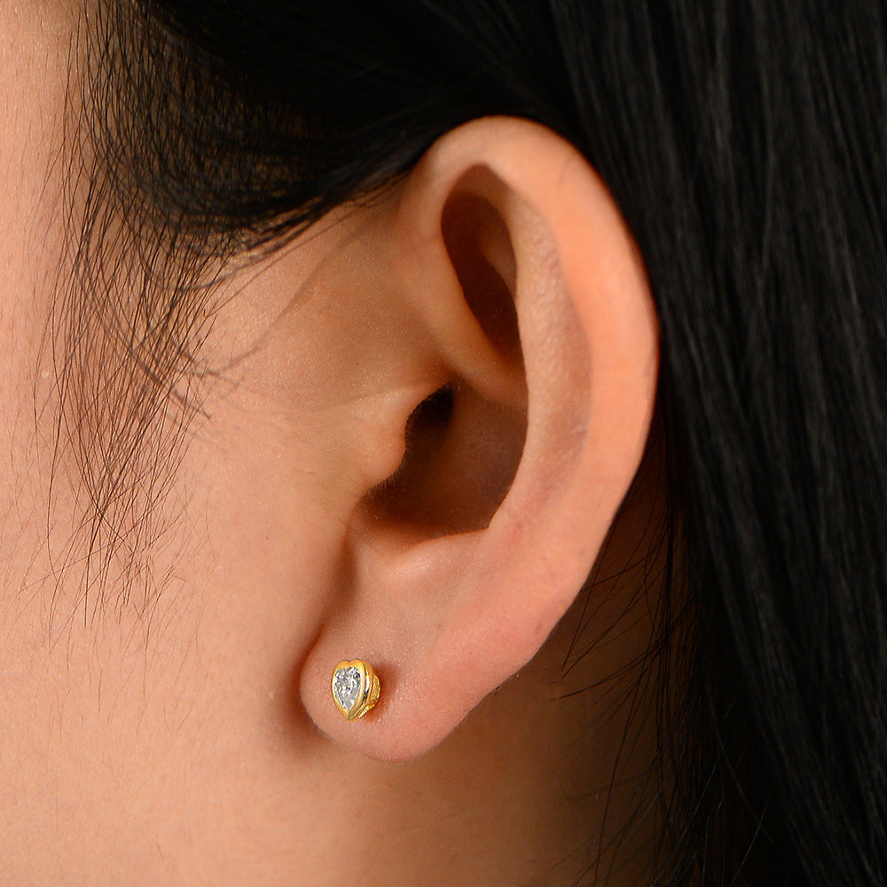 Planderful S925 Sterling Silver Zircon Stud Earrings For Women Minimalist Elegant High End