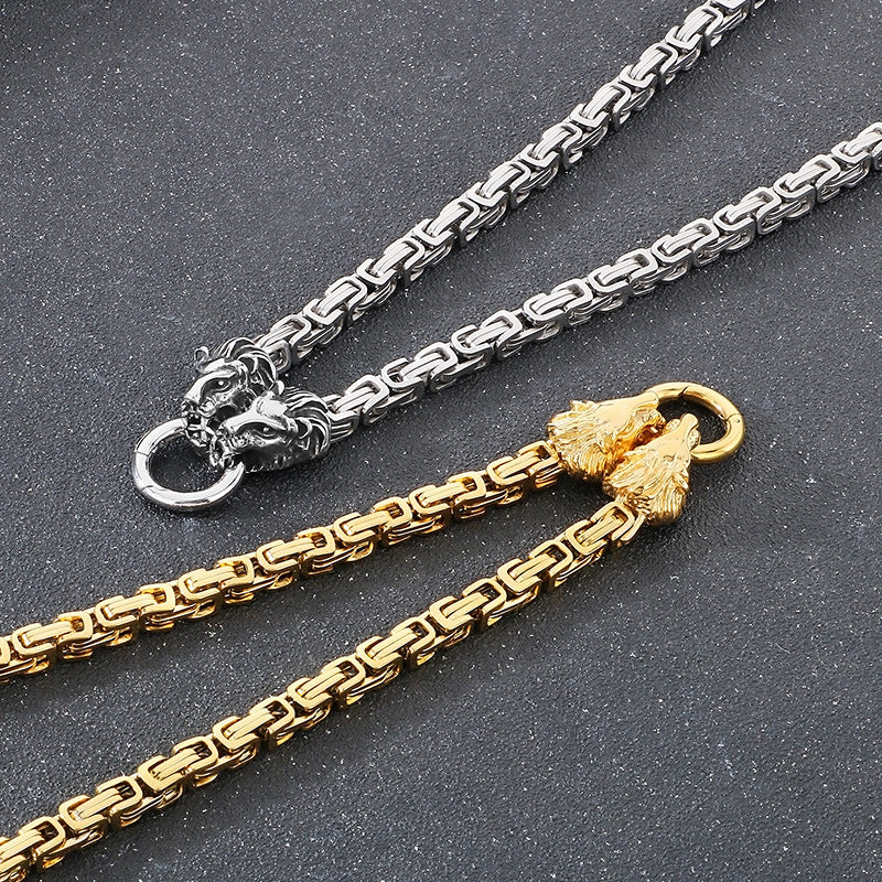 Planderful Emperor Lion Head Titanium Steel Necklace For Men