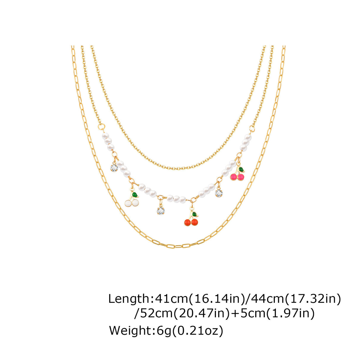 Layered Cherry Charm & Pearl Necklace