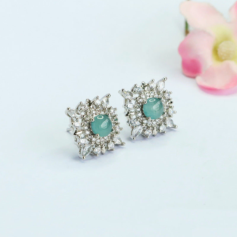 Blue-Water Jadeite Starfall Stud Earrings