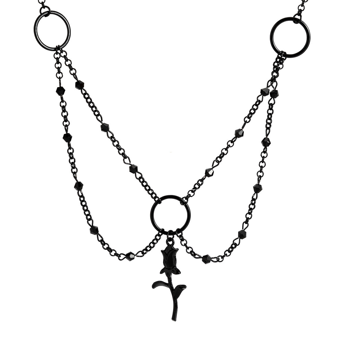 Planderful Gothic Choker Necklace With Imitation Crystal Rose Fringe For Alternative Fashion Lovers