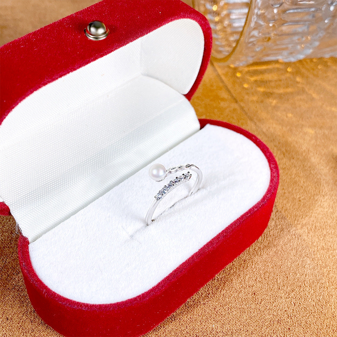 S925 Sterling Silver Freshwater Pearl Ring — Adjustable