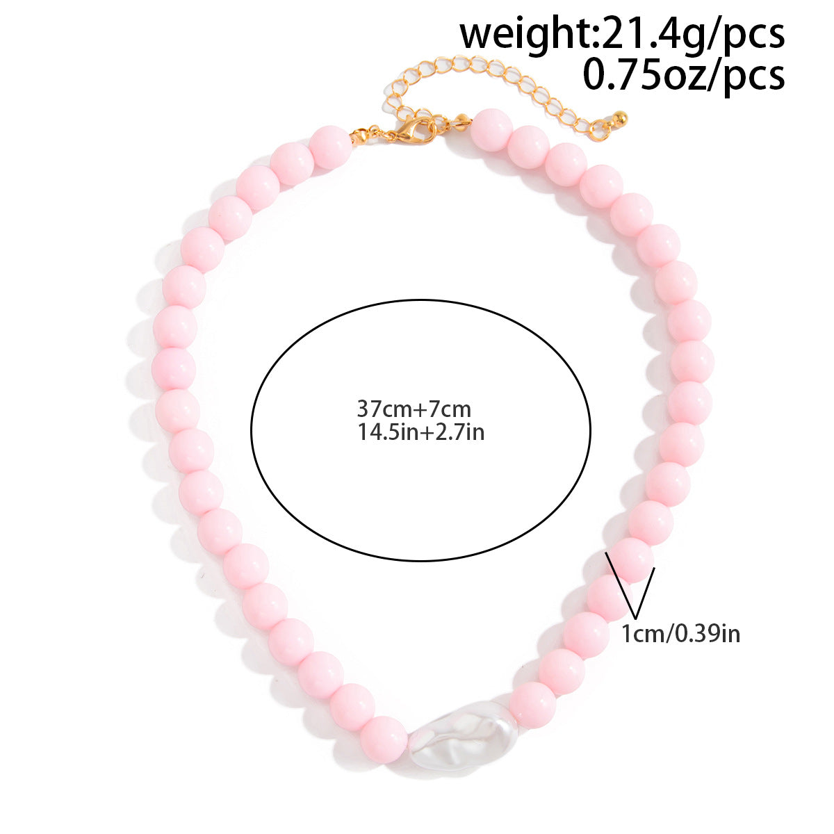 Colored Round Beads Pearl Necklace Dopamine Beaded Holiday Wind Necklace