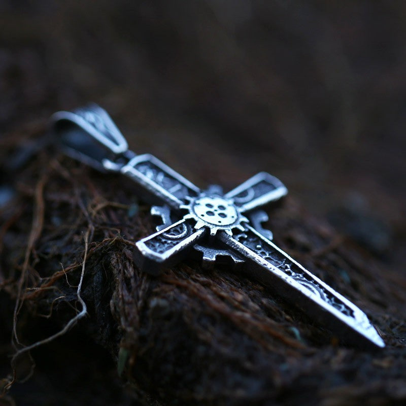 Titanium Steel Retro Cross Pendant for Men - Wholesale Stainless Steel Jewelry