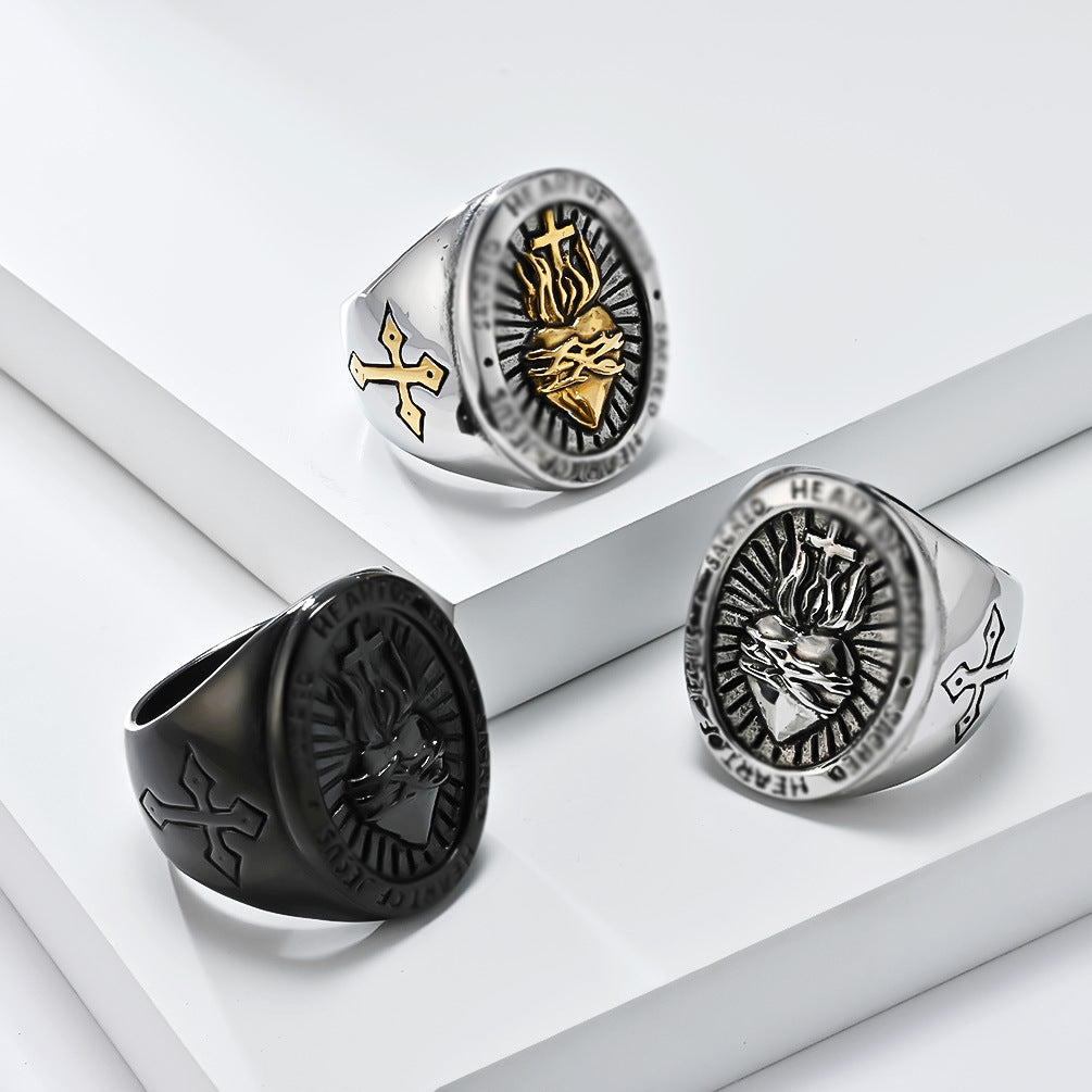 Steel Ring – Vintage Cross Ring For Men From Everyday Genie Collection In Stainless Steel