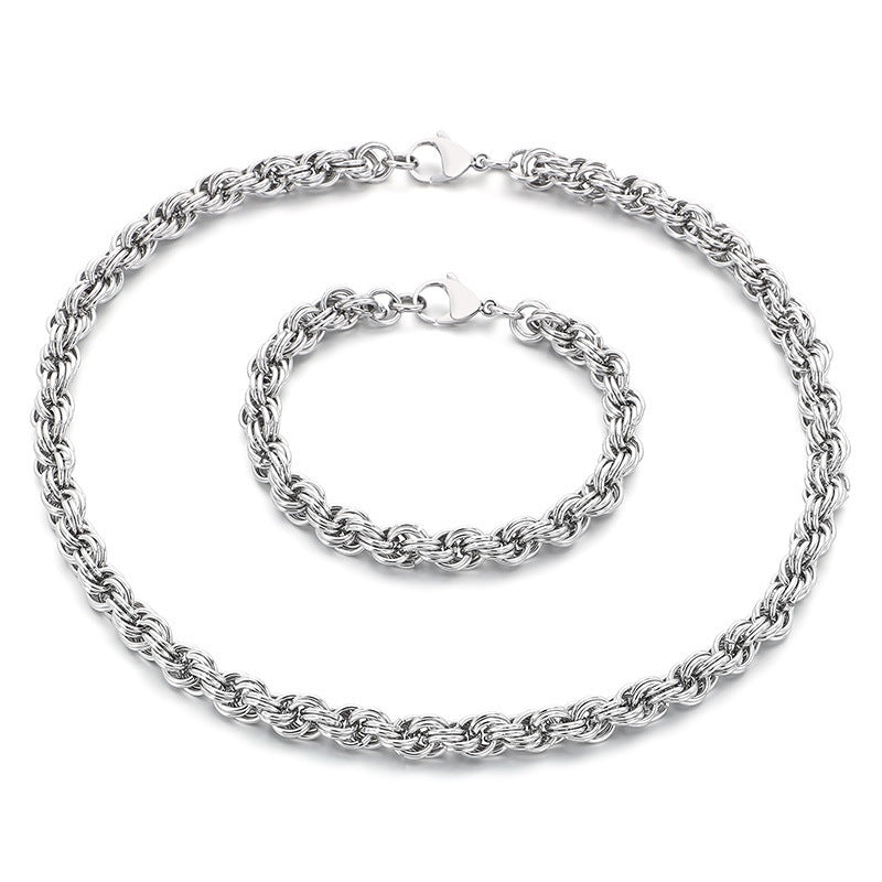 Mens Stainless Steel Twist Circle Necklace Jewelry Style