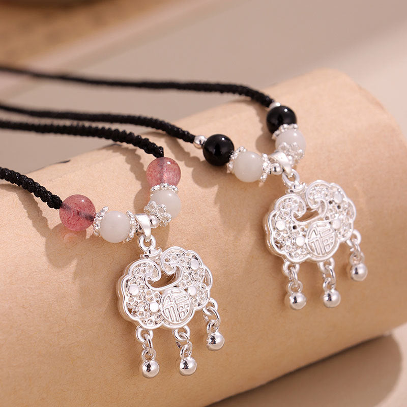 Black Onyx & Bodhi Peace Lock Necklace