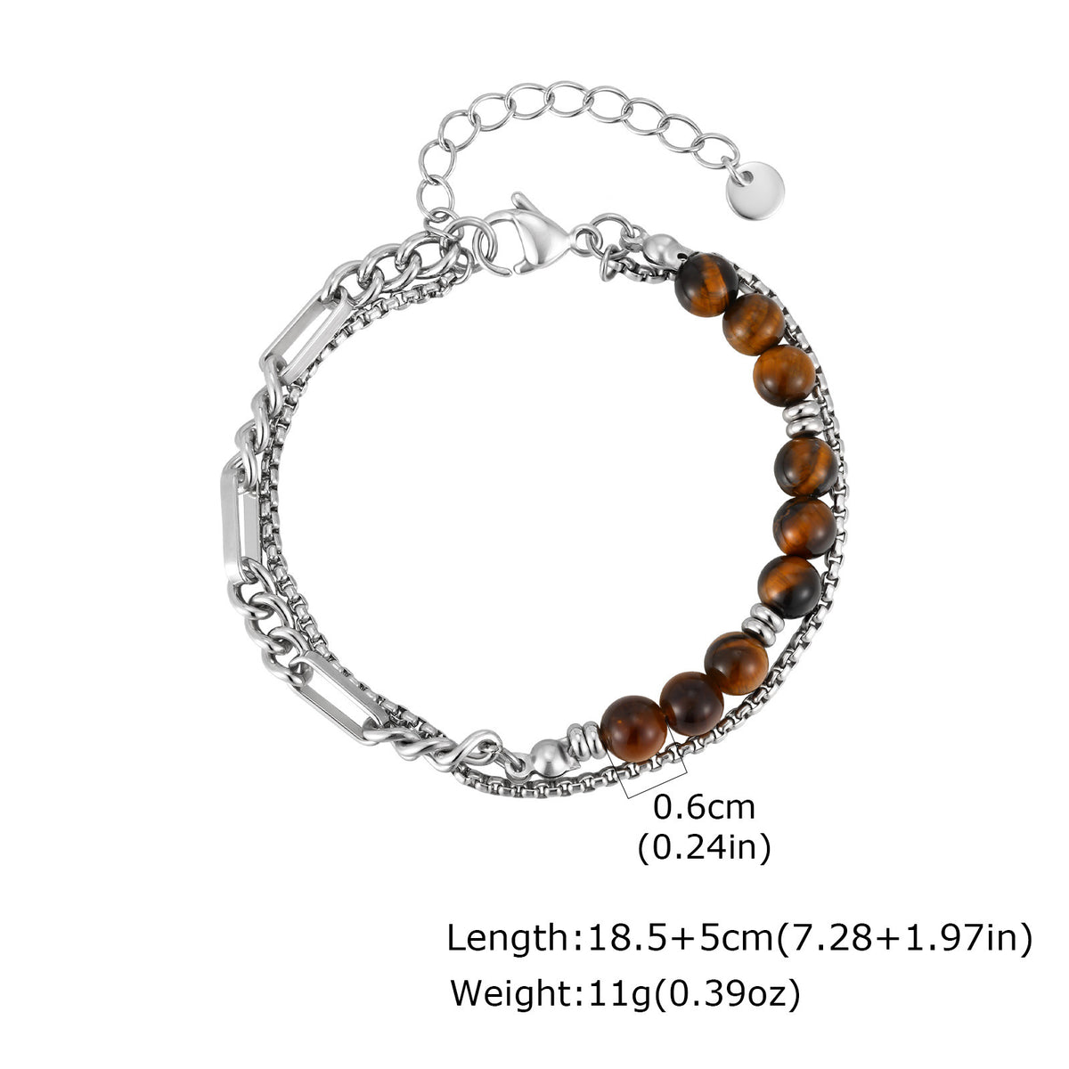 Tiger's Eye Stainless Steel Bracelet