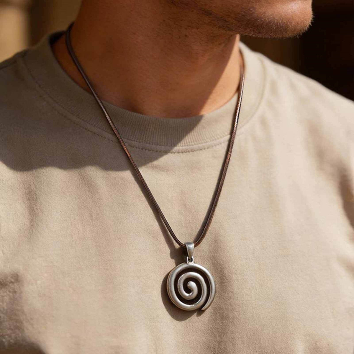 SHEIN Spiral Vortex Live Stainless Steel Necklace for Men