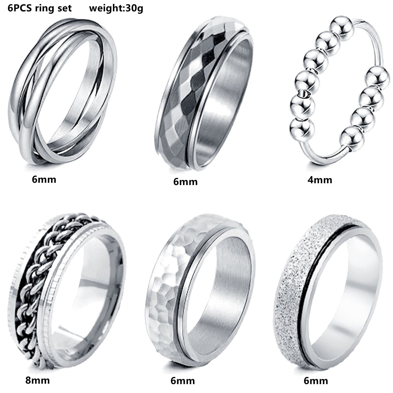 Planderful Rotating Titanium Steel Matte Ring For Women