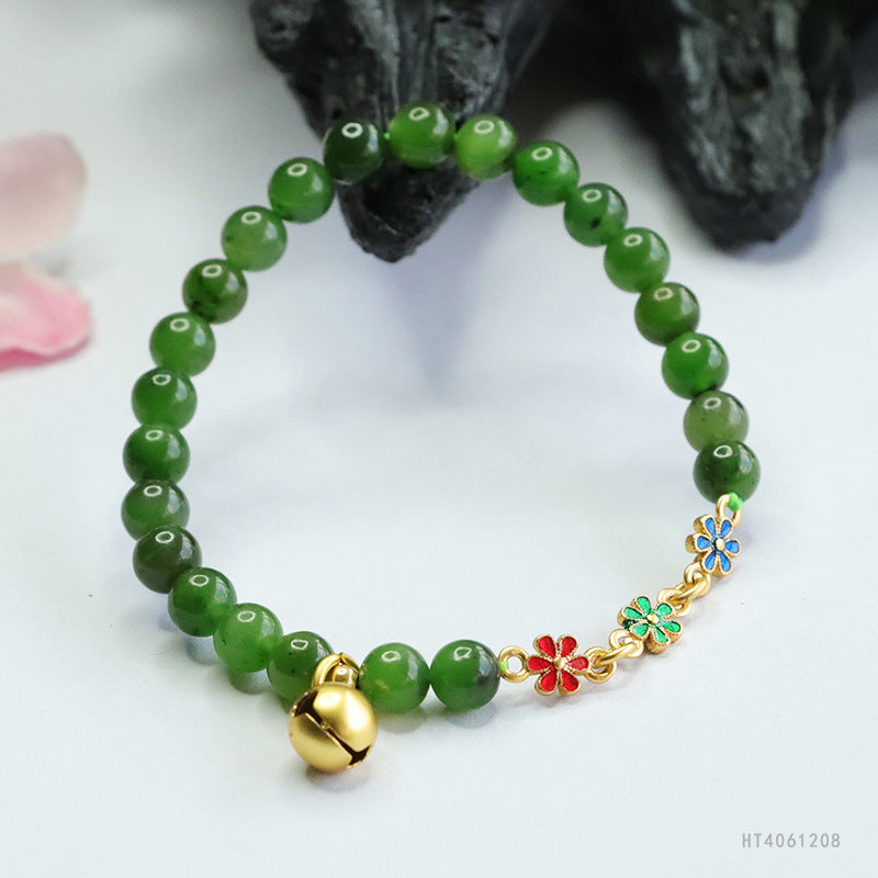 Hetian Jasper Bellflower Wreath Bracelet