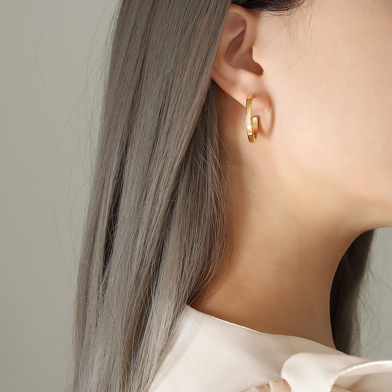 Italian Joker Earrings - Titanium Plated 18K Gold Personality Jewelry