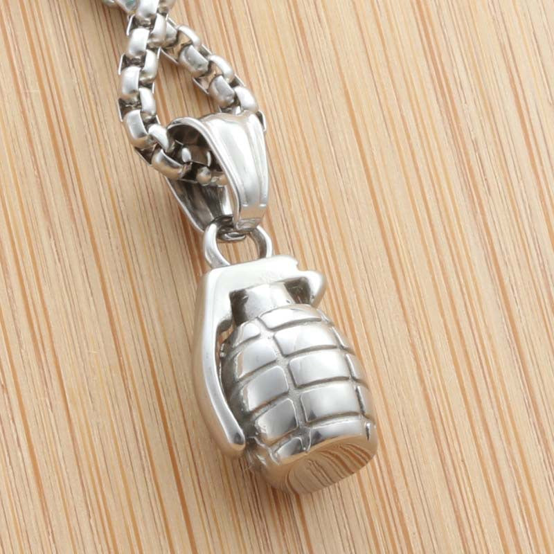Personalized Titanium Steel Grenade Pendant Necklace for Men - Retro Punk Style