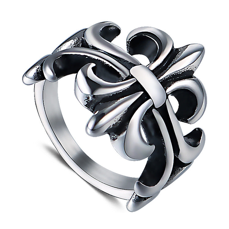Stylish Retro Croix Cross Titanium Steel Ring for Unisex Fashion