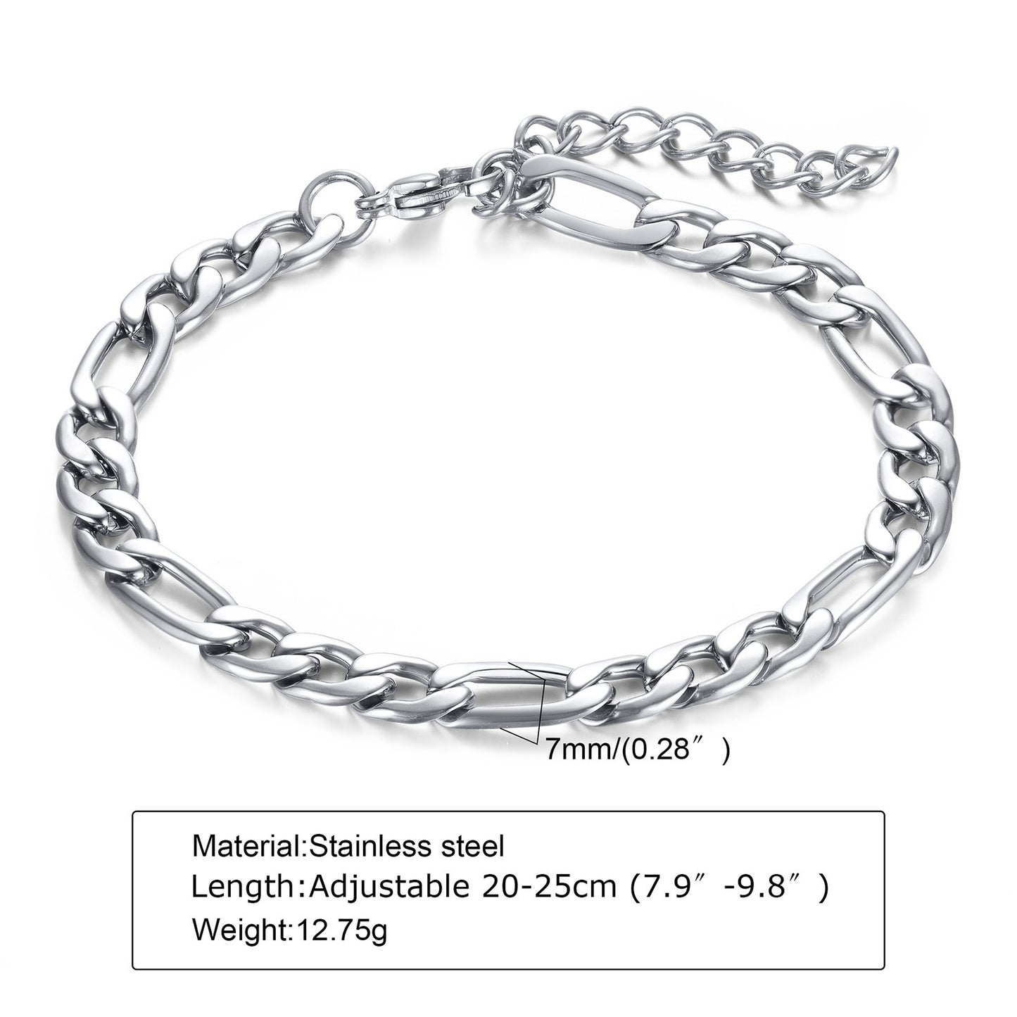 Stainless Steel Three To One NK Chain Titanium Steel Bracelet