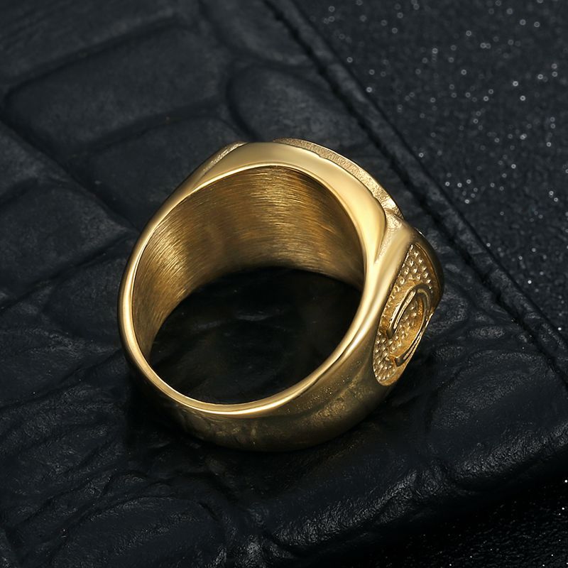 Planderful Everyday Genie Hip Hop Ring Stainless Steel Gold Plated Zircon Men St Jude Design