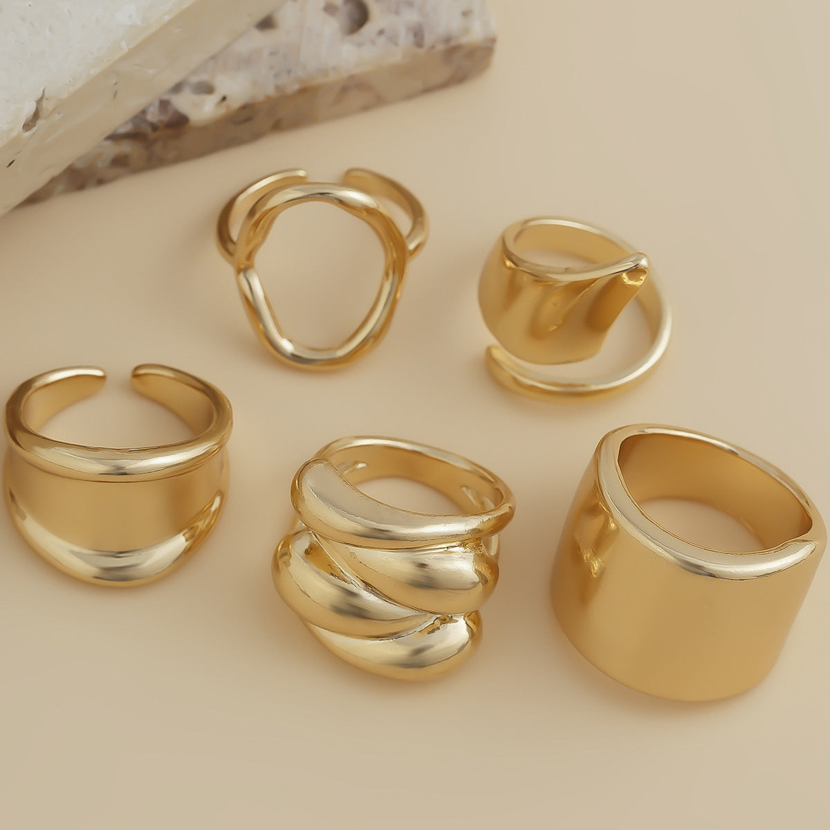 Planderful Vienna Verve Geometric Metal Ring For Fashion Forward Adults With Irregular Lava Texture