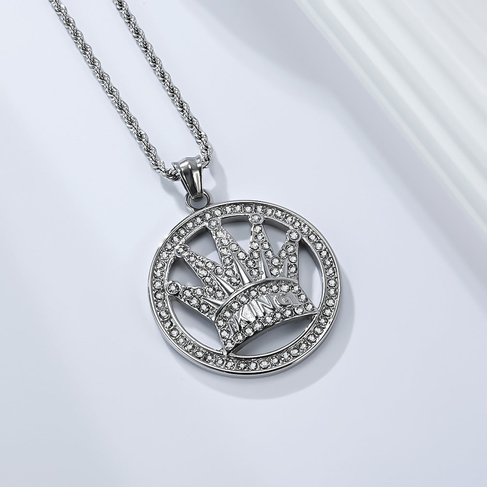 Crystal Crown King Pendant — Silver or Gold